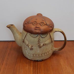 Vintage Japanese Stoneware Teapot - Granny - Grandma - Old Lady - Japan